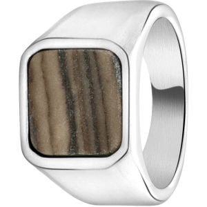 Gerecycled stalen heren zegelring picasso jasper