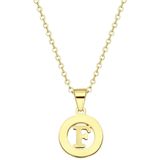 Stalen goldplated ketting met letter - F