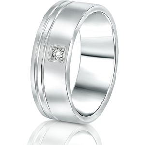 Zilveren gerhodineerde relatiering diamant Celebes