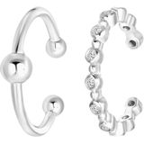 Zilveren set van 2 earcuffs met zirkonia