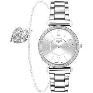 Regal Cadeau Set Dames Horloge Zilverkleurig met gratis armband