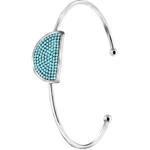 Gerecycled stalen armband half rond turquoise kristal