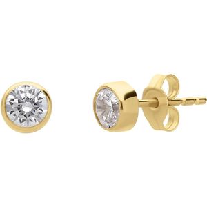 14 karaat geelgouden oorknoppen met zirkonia 4mm voor dames