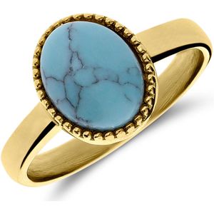 Stalen goldplated ring met turquoise