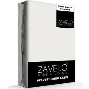 Zavelo Flanel Velvet Hoeslaken Creme - 2-persoons (140x200 cm) - 100% Velvet - Super Zacht - Hoge 30cm Hoek