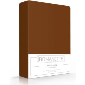 Romanette Hoeslaken Katoen Bruin-180 x 200 cm