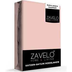 Zavelo Hoeslaken Katoen Satijn Poeder Roze- 1-persoons (70x200 cm)