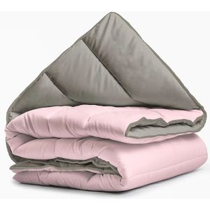 Dekbed zonder Overtrek - All Year - Khaki/Roze (Warmteklasse 2)-Lits-Jumeaux (240x200 cm)
