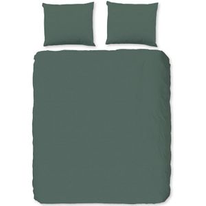 Goodmorning Dekbedovertrek UNI Olive Green-Lits-jumeaux (240 x 200/220 cm)