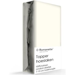Topper Hoeslaken Katoen Romanette Ivoor-120 x 200 cm