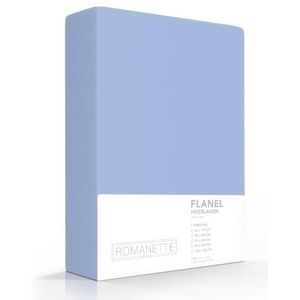 Flanellen Hoeslaken Blauw Romanette-140 x 200 cm