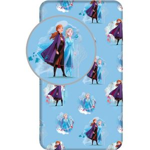 Disney Frozen Hoeslaken Anna Elsa - Eenpersoons - 90 X 200 cm - Blauw