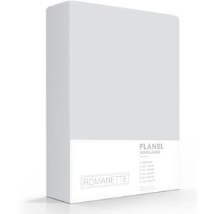 Flanellen Hoeslaken Zilver Romanette-160 x 220 cm