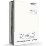 Zavelo Deluxe Katoen-Satijn Topper Hoeslaken Creme-Lits-jumeaux (180x220 cm)