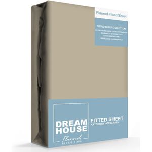 Dreamhouse Hoeslaken Flanel Taupe-180 x 200/210 cm