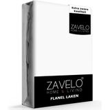 Zavelo Deluxe Flanel Laken Wit - 2-persoons (200x260 cm) - 100% katoen - Extra Dik - Zware Kwaliteit - Hotelkwaliteit