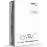 Zavelo Deluxe Katoen-Satijn Topper Hoeslaken Wit -Lits-jumeaux (160x200 cm)