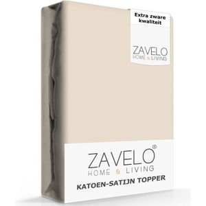 Zavelo Deluxe Katoen-Satijn Topper Hoeslaken Zand-1-persoons (90x200 cm)
