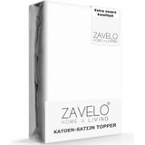 Zavelo Deluxe Katoen-Satijn Topper Hoeslaken Wit -Lits-jumeaux (180x200 cm)