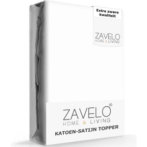 Zavelo Deluxe Katoen-Satijn Topper Hoeslaken Wit -Lits-jumeaux (180x200 cm)