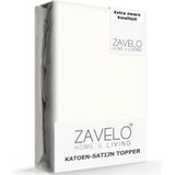 Zavelo Deluxe Katoen-Satijn Topper Hoeslaken Creme-Lits-jumeaux (180x200 cm)