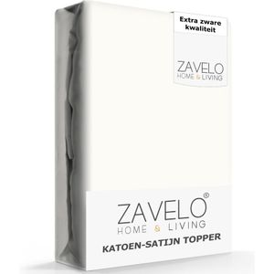 Zavelo Deluxe Katoen-Satijn Topper Hoeslaken Creme-Lits-jumeaux (180x200 cm)