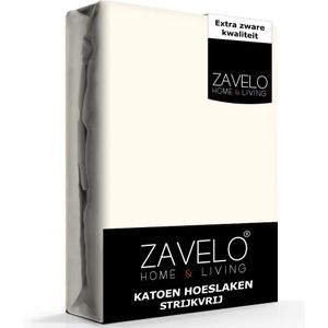 Zavelo Hoeslaken Katoen Strijkvrij Ivoor-Twijfelaar (120x200 cm)