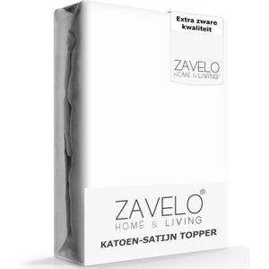 Zavelo Deluxe Katoen-Satijn Topper Hoeslaken Wit -2-persoons (140x200 cm)