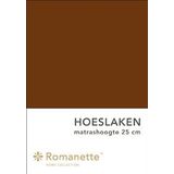 Romanette Hoeslaken Katoen Bruin-90 x 200 cm