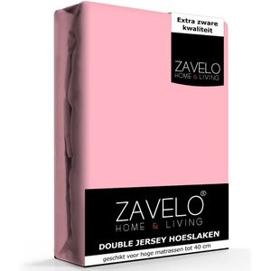 Zavelo Double Jersey Hoeslaken Roze-Lits-jumeaux (180x220 cm)