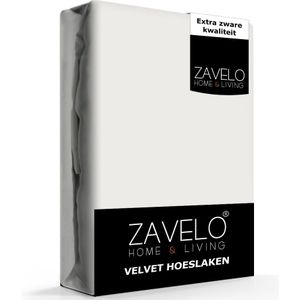 Zavelo Flanel Velvet Hoeslaken Creme - Lits-jumeaux (180x200 cm) - 100% Velvet - Super Zacht - Hoge 30cm Hoek