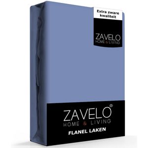 Zavelo Flanel Laken Denim Blauw-1-persoons (180x290 cm)