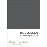 Romanette Hoeslaken Katoen Antraciet-90 x 200 cm