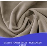 Zavelo Flanel Velvet Hoeslaken Taupe - Lits-jumeaux (160x200 cm) - 100% Velvet - Super Zacht - Hoge 30cm Hoek