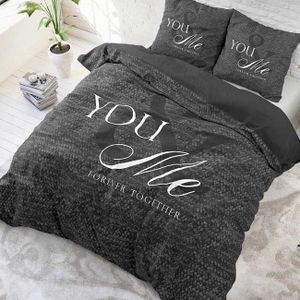 Sleeptime Dekbedovertrek Love For You And Me Anthracite-140x200/220