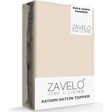 Zavelo Deluxe Katoen-Satijn Topper Hoeslaken Zand-Lits-jumeaux (160x200 cm)