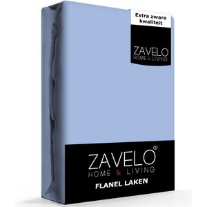 Zavelo Deluxe Flanel Laken Blauw - 2-persoons (200x260 cm) - 100% katoen - Extra Dik - Zware Kwaliteit - Hotelkwaliteit