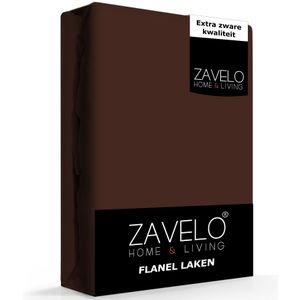 Zavelo Deluxe Flanel Laken Bruin - 1-persoons (150x260 cm) - 100% katoen - Extra Dik - Zware Kwaliteit - Hotelkwaliteit