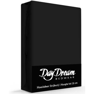 Day Dream hoeslaken katoen zwart - 180 x 220 cm