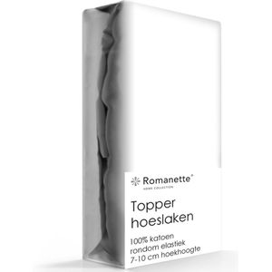 Topper Hoeslaken Katoen Romanette Wit-100 x 220 cm