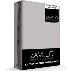Zavelo Hoeslaken Katoen Satijn Grijs - Lits-jumeaux (160x200 cm) - Soepel & Zijdezacht - 100% Katoensatijn