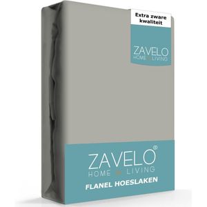Zavelo Hoeslaken Flanel Grijs - Lits-jumeaux (160x200 cm) - 100% Gekamd katoen - 30 cm Hoekhoogte - Zacht & Comfortabel