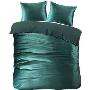 Papillon Uni Velvet Dekbedovertrek - Tweepersoons - 200x200/220 cm - Groen