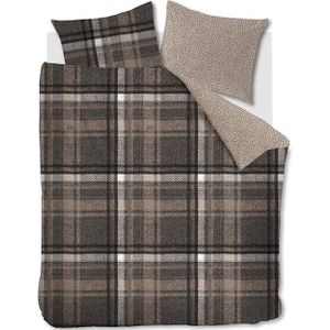 Riviera Maison Cozy Check dekbedovertrek - Eenpersoons - 140x200/220 - Bruin