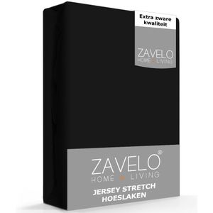 Zavelo® Jersey Hoeslaken Zwart-Lits-jumeaux (180x200 cm)