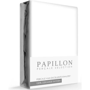 Papillon hoeslaken - percale - 180 x 220 - Wit