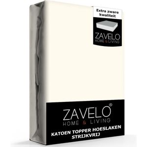 Zavelo Katoen Topper Hoeslaken Strijkvrij Ivoor-Lits-jumeaux (180x220 cm)