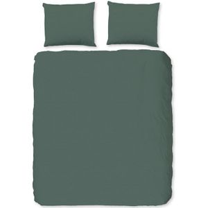 Goodmorning Dekbedovertrek UNI Olive Green-1-persoons (140 x 200/220 cm)