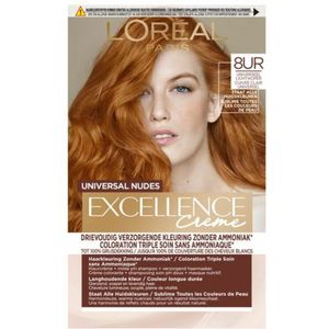 2x L'Oréal Excellence Crème Universal Nudes Permanente Haarkleuring 8UR Universeel Licht-Koper