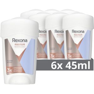 6x Rexona Deodorant Stick Cream Maximum Protection Clean Scent 45 ml